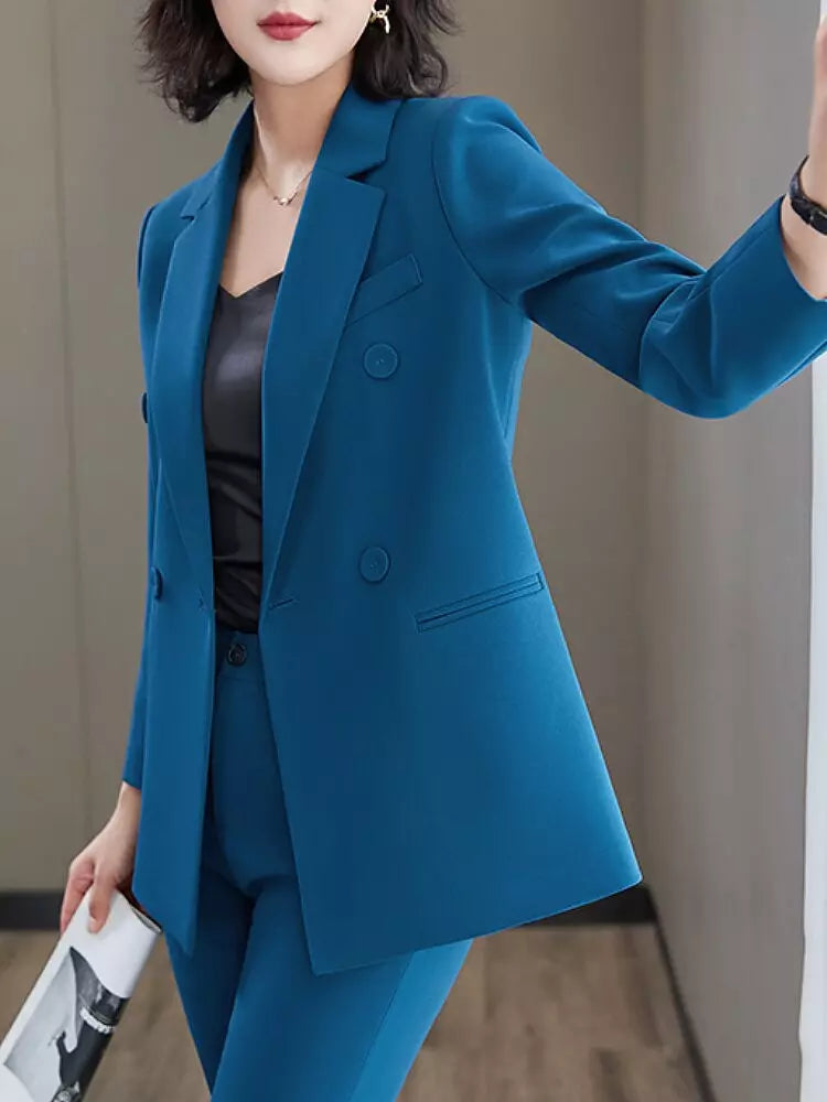 Kvinnors Blazer Set Slim Fit Polyester Långa Ärmar-5