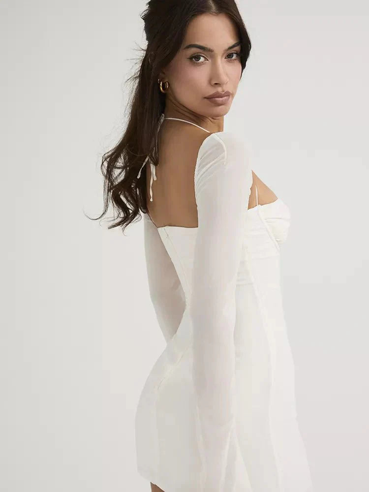 Kvinnor Klänning Spaghetti-bärare Nät Polyester Elastan 3