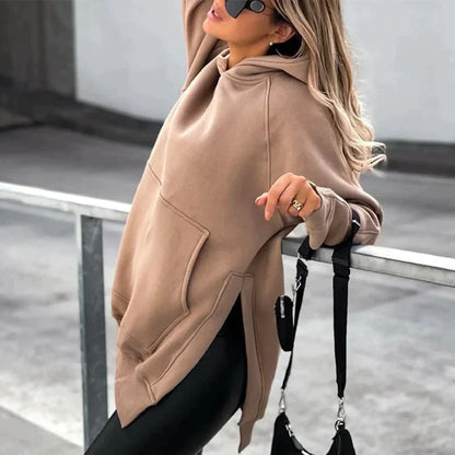 Dam Hoodie Raka Linjer 100% Bomull-3