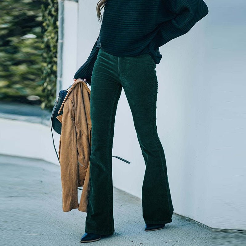 Snygga Palazzo Byxor Dam med Resår i Midjan – Hög Midja, Bred Benpassform i Bomull och Polyester 3