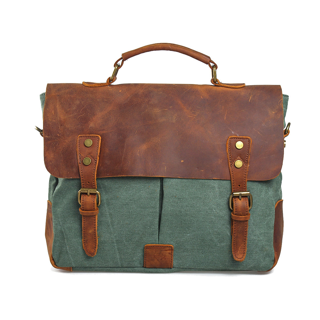 Variant image for Unisex Axelväska Vintage Bomull Canvas och Läder med Justerbar Axelrem-1