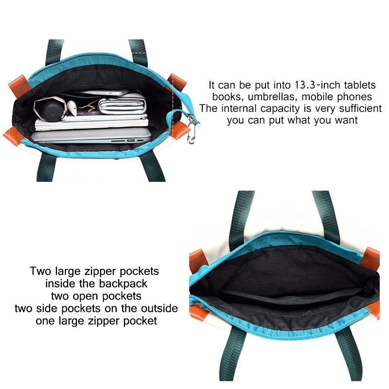 Kvinnors Skolryggsäck Trendig Hållbar Polyester med Flera Fack-5