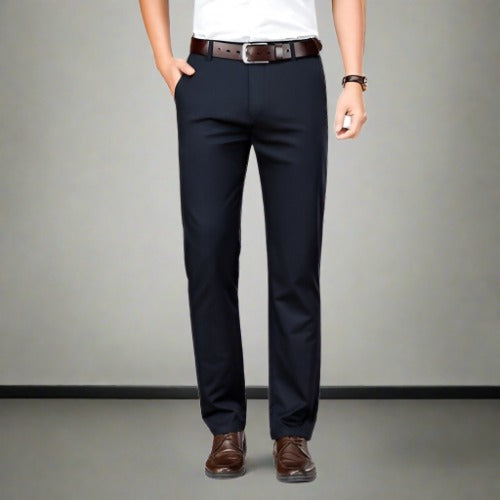 Herrbyxor med Stretch Rak Design Högkvalitativt Tyg-4