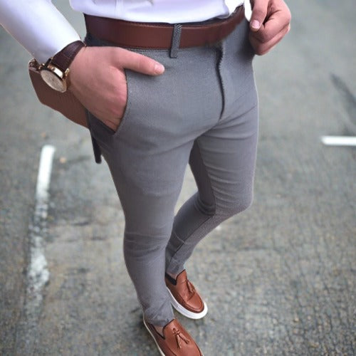 Variant image for Herrbyxor Smal Passform Tygblandning Grå-1