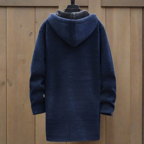 Lång Kofta Dam Rymlig Bomull med Huv och Sidofickor-5