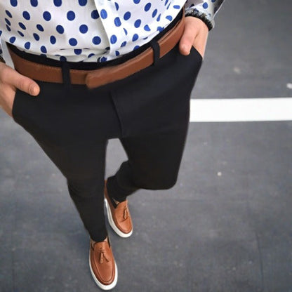 Herrbyxor Smal Passform Tygblandning Grå-4