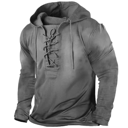 Dam Hoodie Vintage med Snörning och Sidfickor i 100% Bomull-5