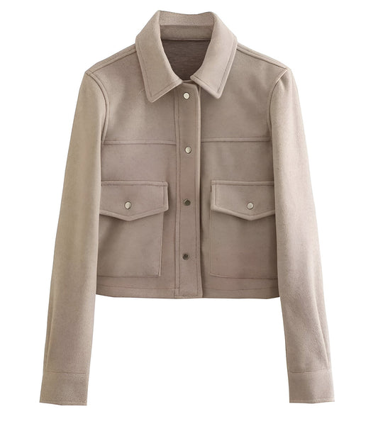 Damjacka med Knappar och Långa Ärmar i Elegant Design av Polyester-1