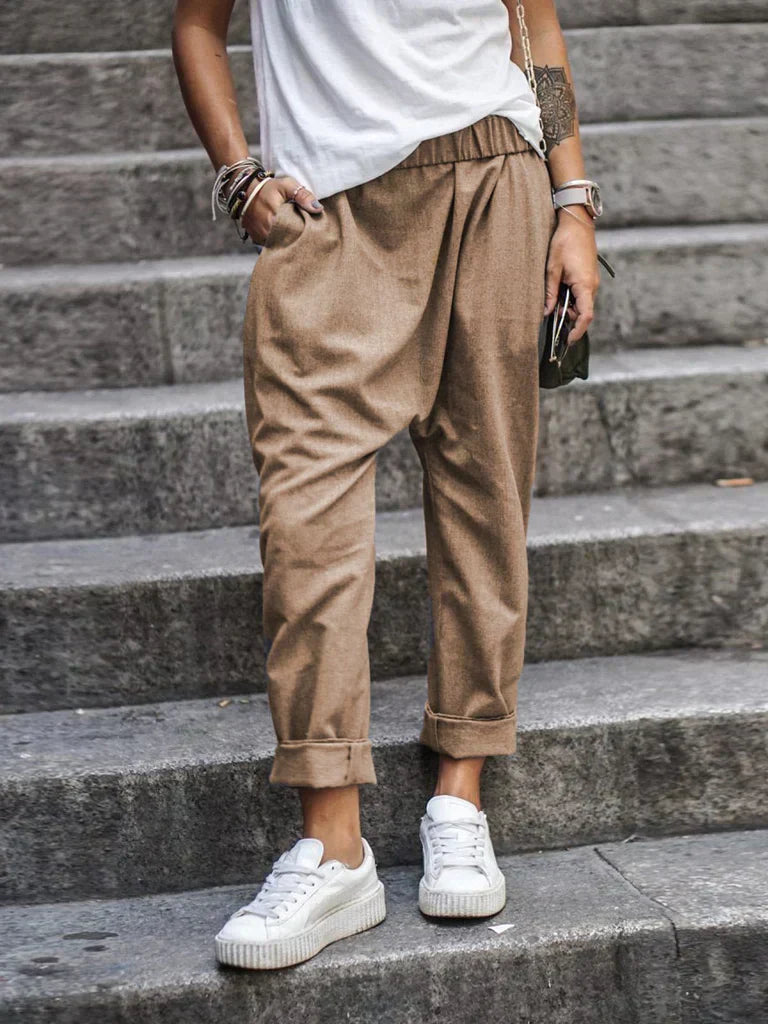 Unisex Linnebyxor Avslappnad Stil Lätt Material-6