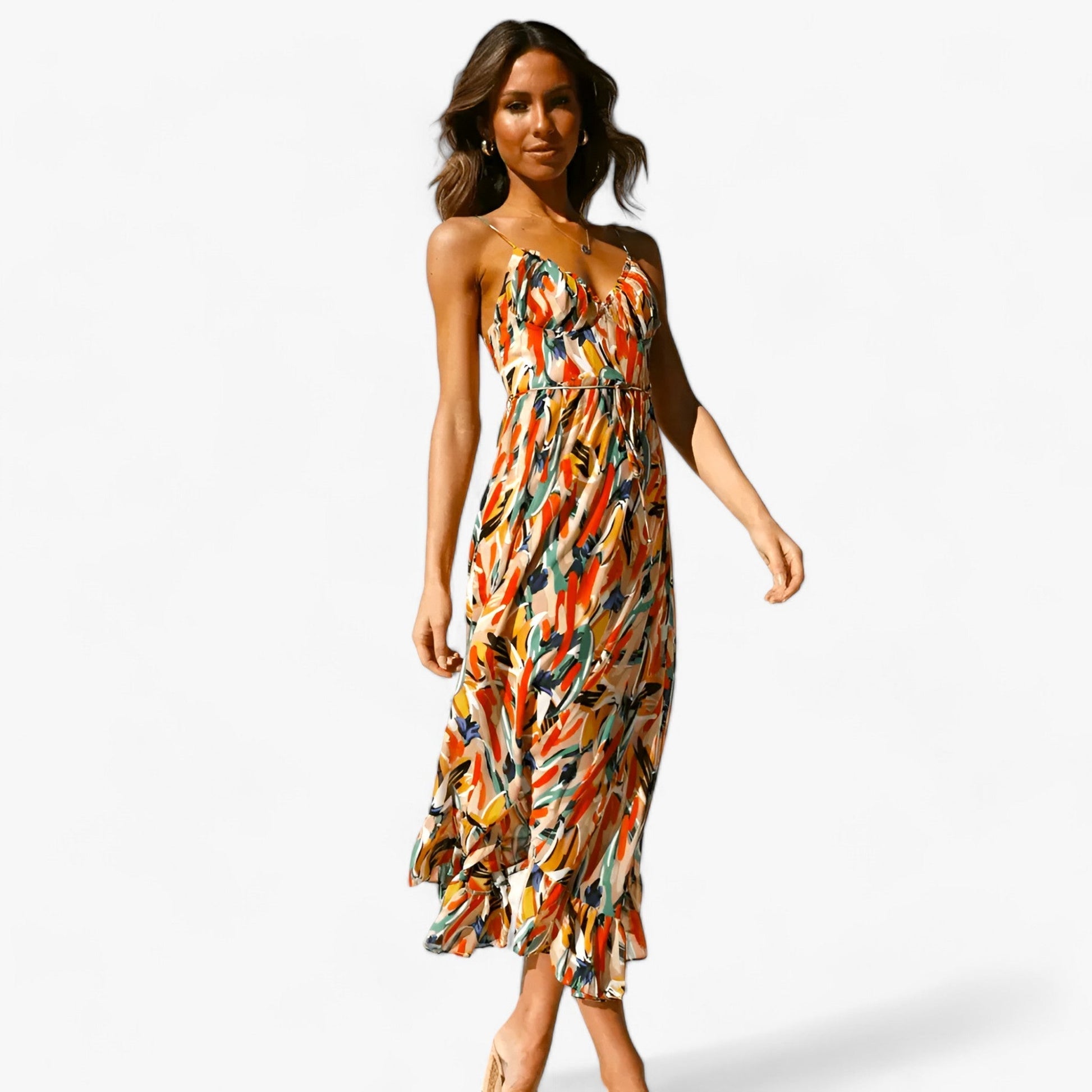 Kvinnors MIDI-klänning Boho-Chic 100% Polyester 2