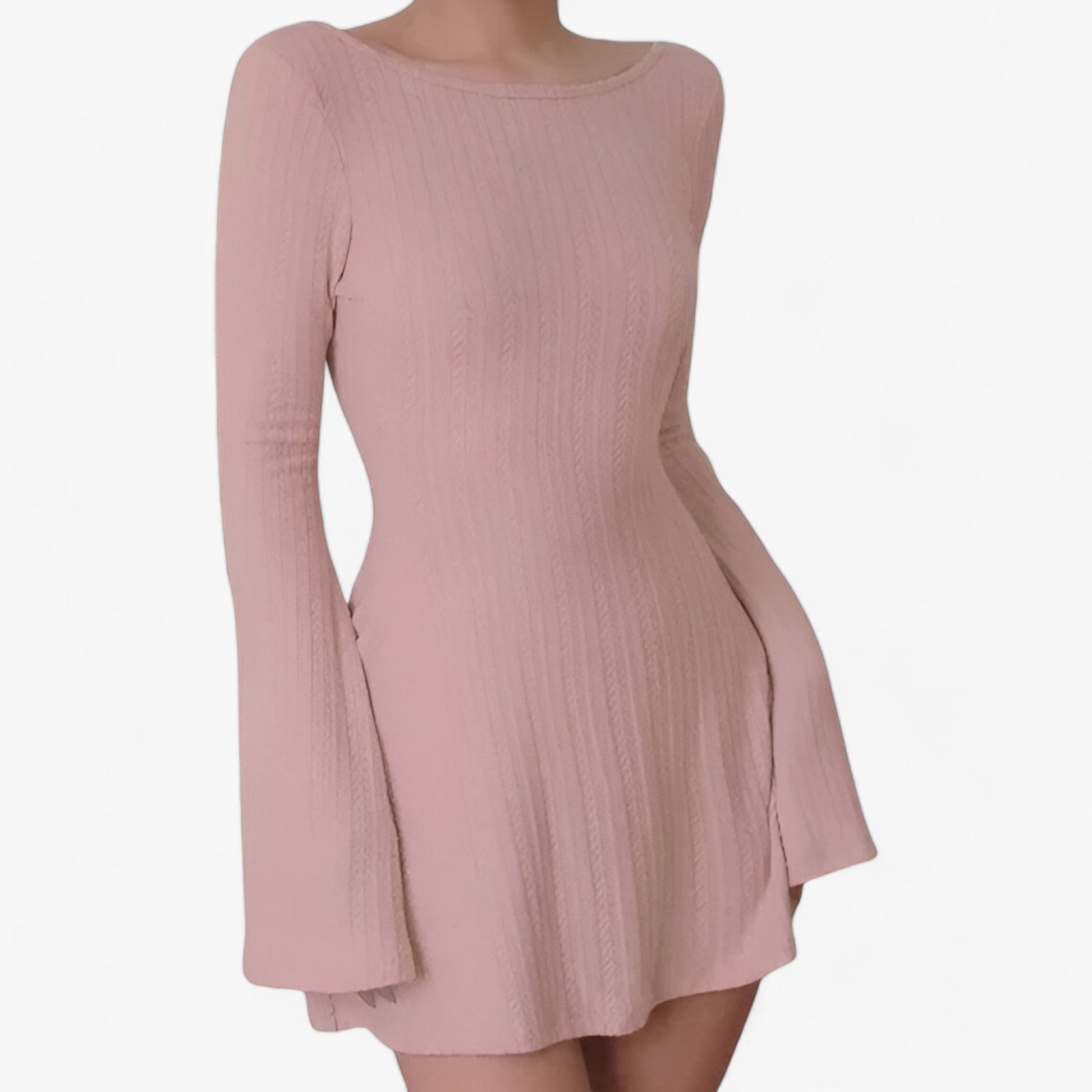 Dam Klänning A-linje Långärmad Stickad Akryl 5