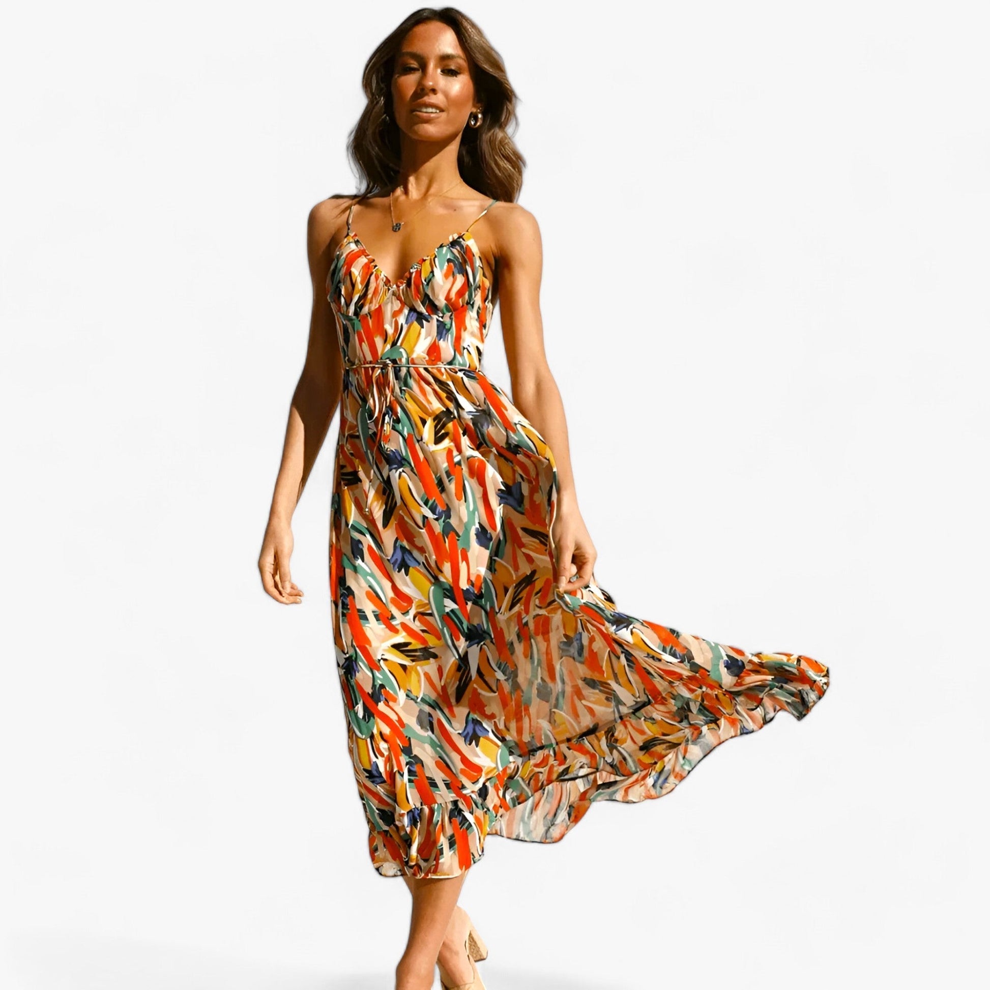 Kvinnors MIDI-klänning Boho-Chic 100% Polyester 7
