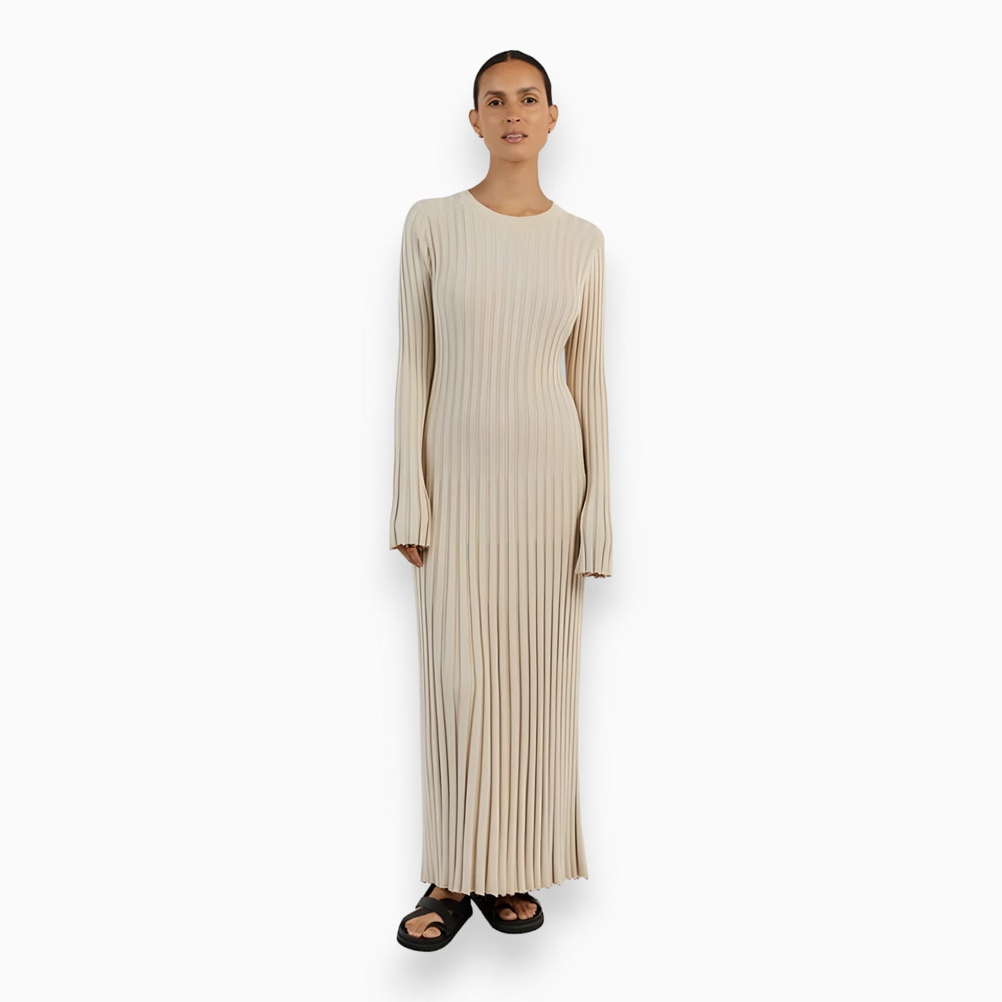 Variant image for Maxiklänning Dam Randig Polyester Långa Ärmar-7