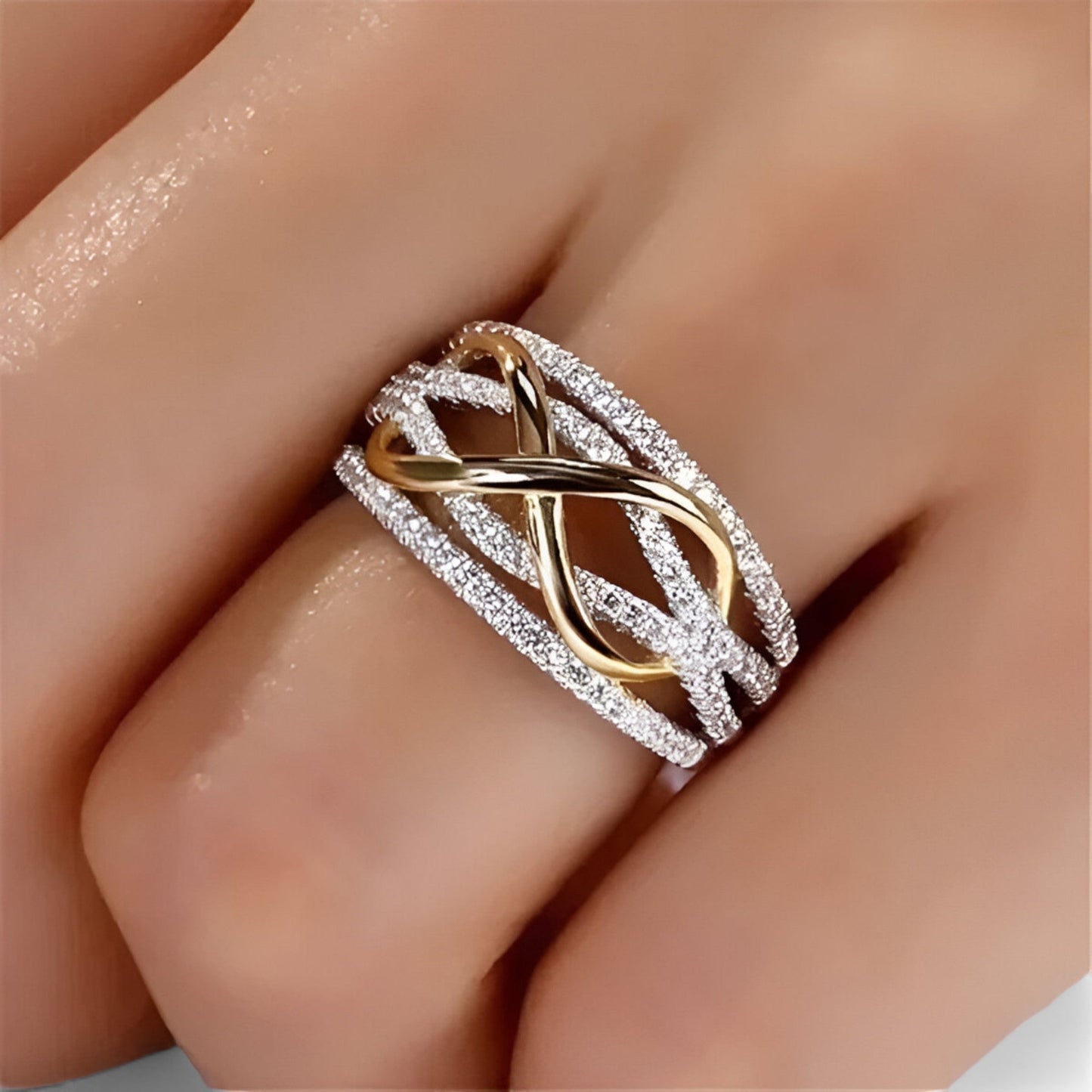 Kvinnors Uttalande Ring Modern Design Hållbart Metallmaterial-4