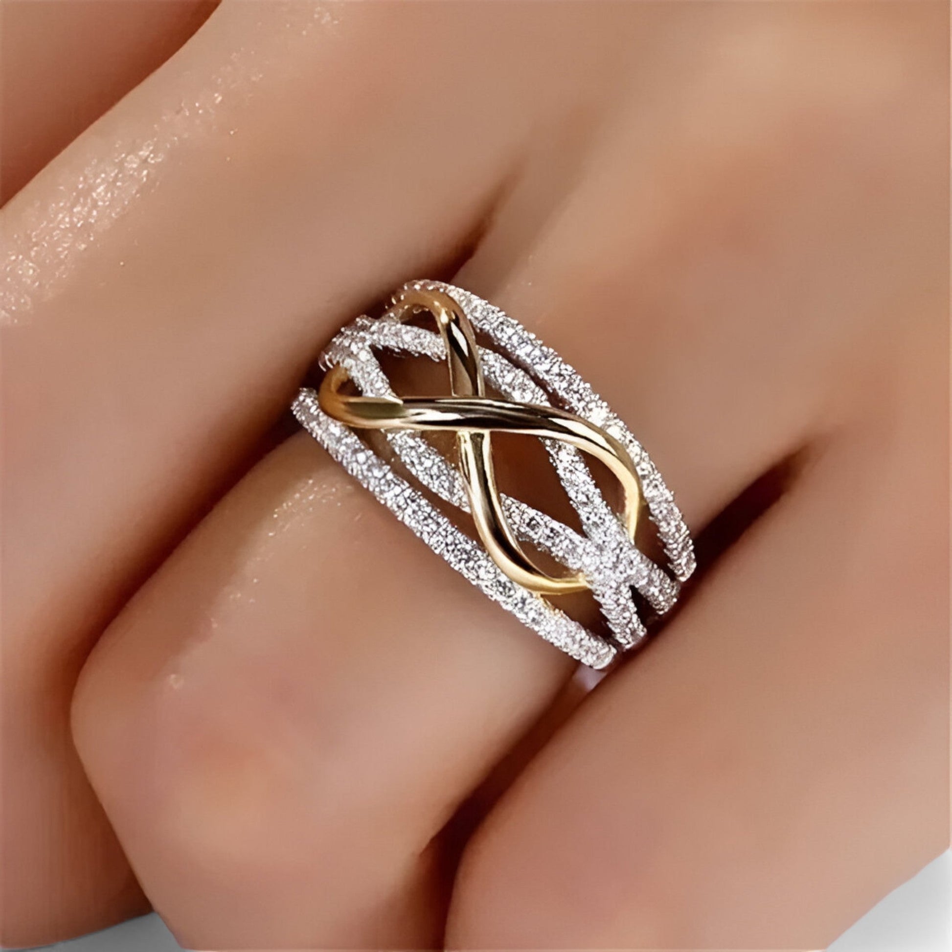Kvinnors Uttalande Ring Modern Design Hållbart Metallmaterial-4