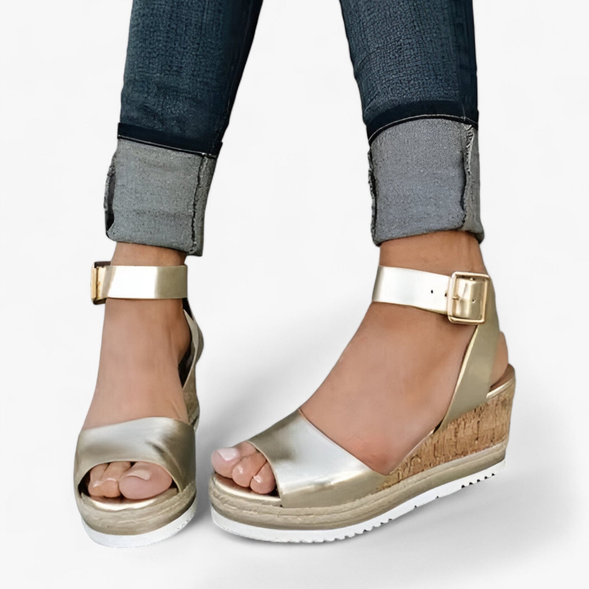 Ortopedische Kilsandalen für Frauen aus Veganleder – Komfortable Plattform mit 3 cm Absatzhöhe und flexibler Passform 10