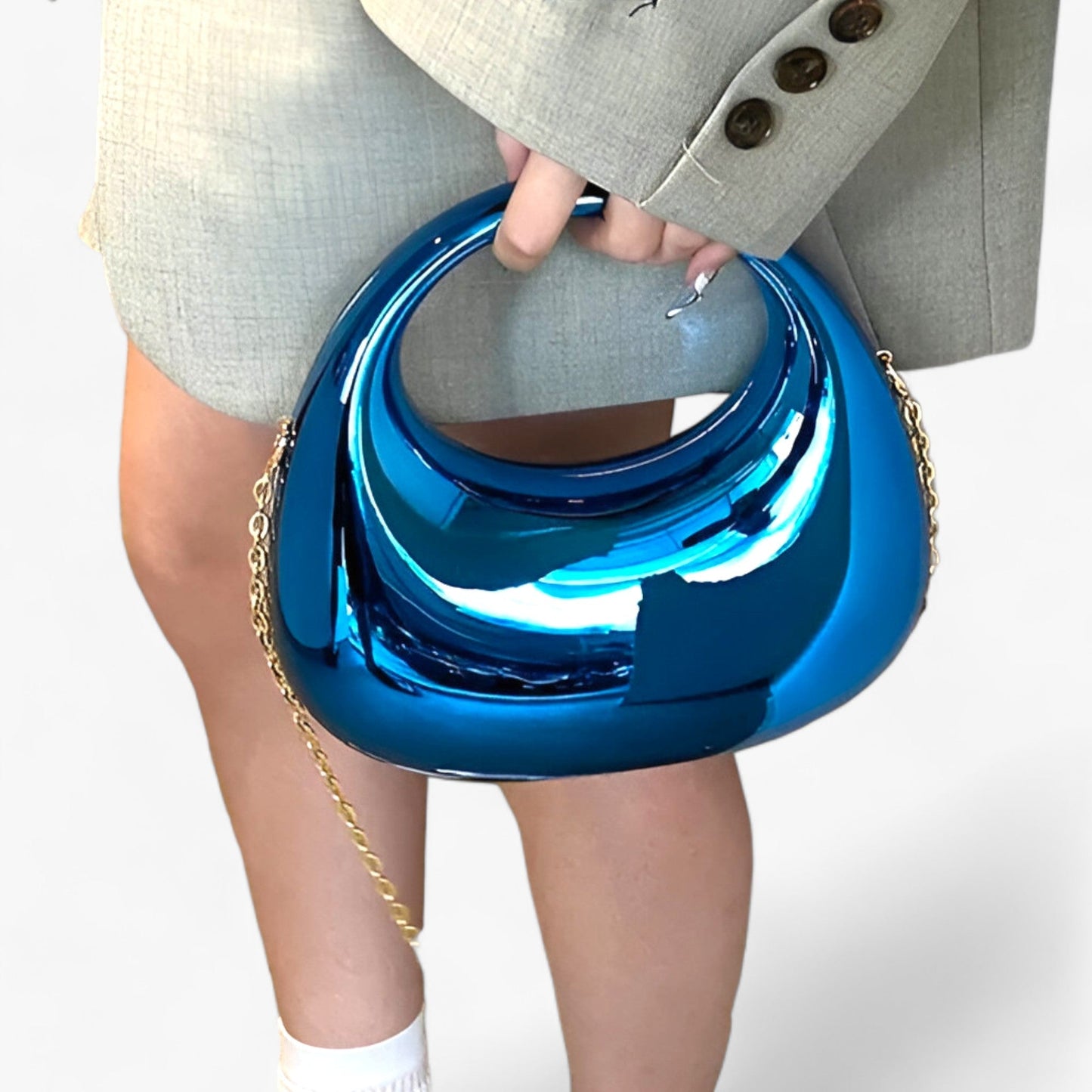 Kvinnors Kvällsväska Elegant Akryl Gyllene Axelrem-4