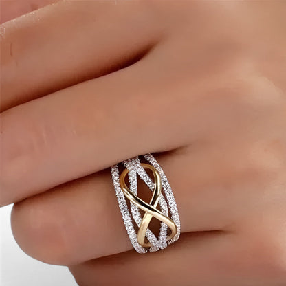 Kvinnors Uttalande Ring Modern Design Hållbart Metallmaterial-3