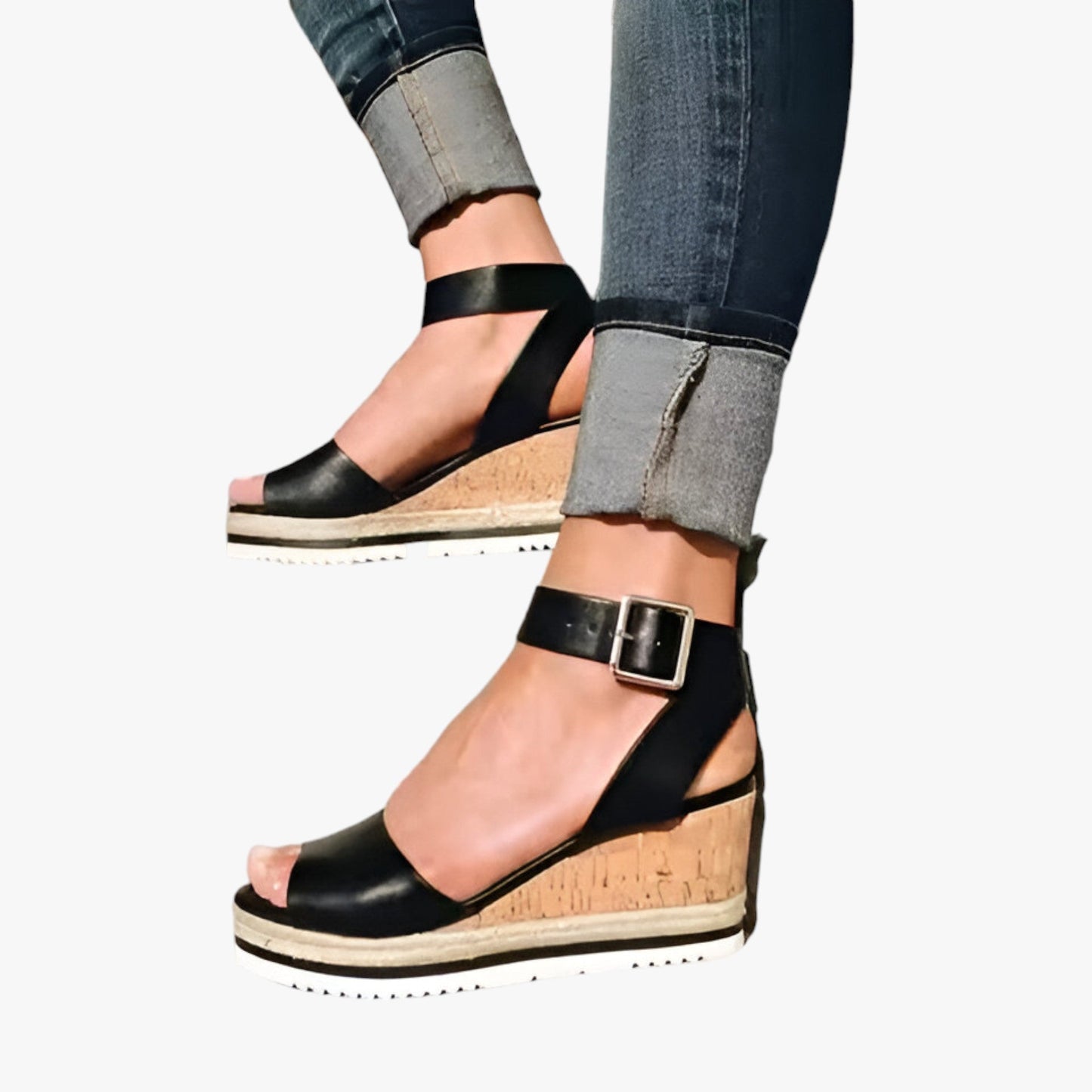 Ortopedische Kilsandalen für Frauen aus Veganleder – Komfortable Plattform mit 3 cm Absatzhöhe und flexibler Passform 2