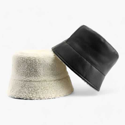 Kvinnors Vändbar Läderhatt Elegant Justerbar Stil-1