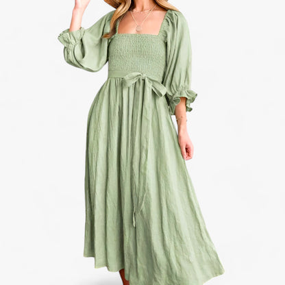Dam Klänning Ruffles Modern Design Polyester-5