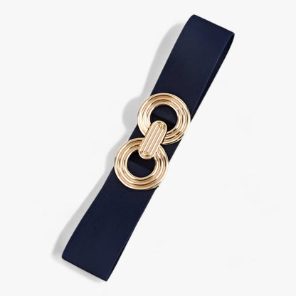 Kvinnors Elastiska Midjebälte Rund Spänne Justerbar Design-6