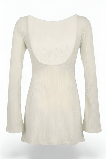 Kvinnor Klänning Blossade Ärmar Öppen Rygg Andningsbar Tyget 2