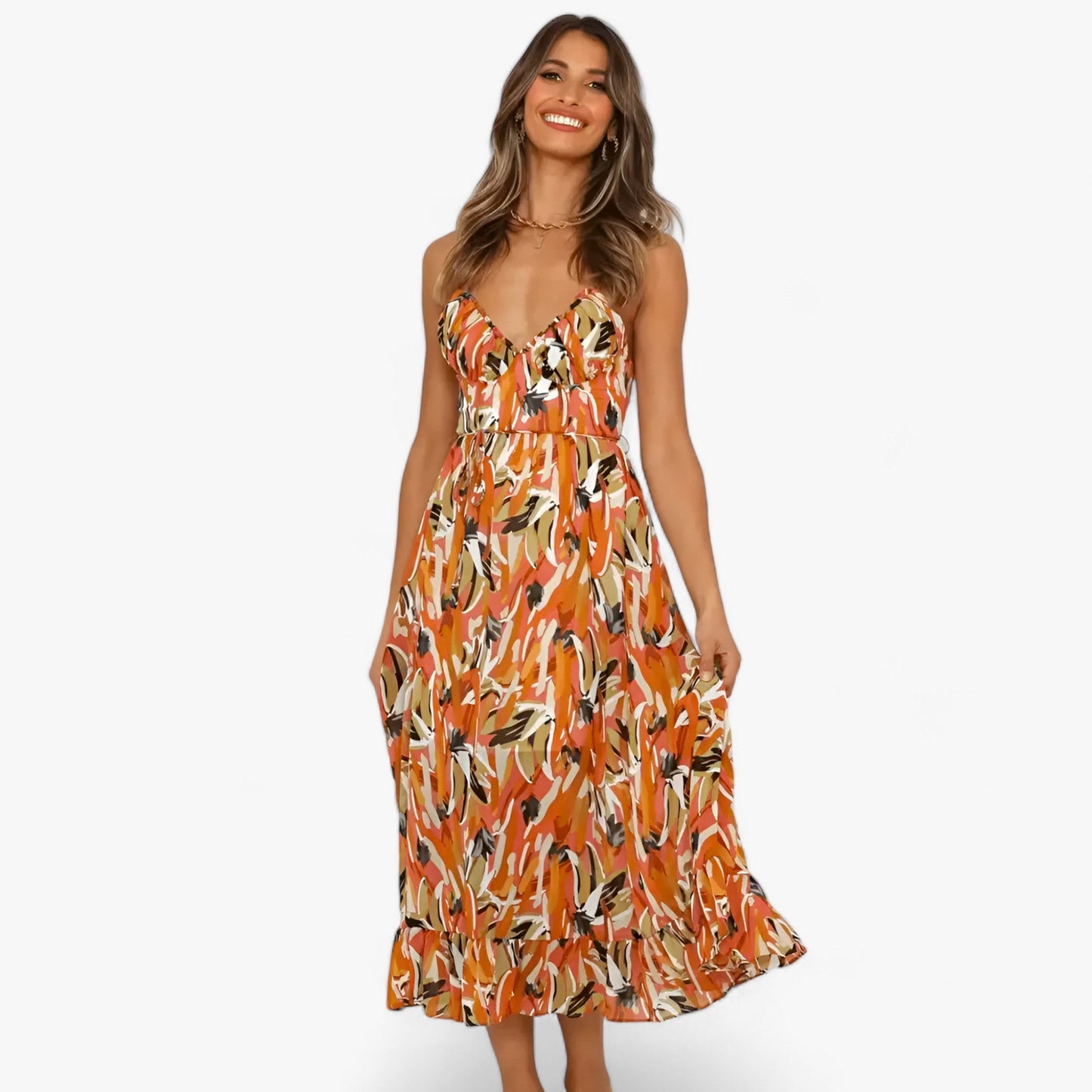 Kvinnors MIDI-klänning Boho-Chic 100% Polyester 5
