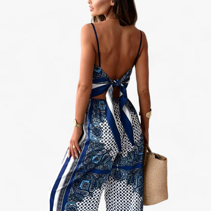 Damset Bakre Top och Byxor Chic Stil Polyester 2