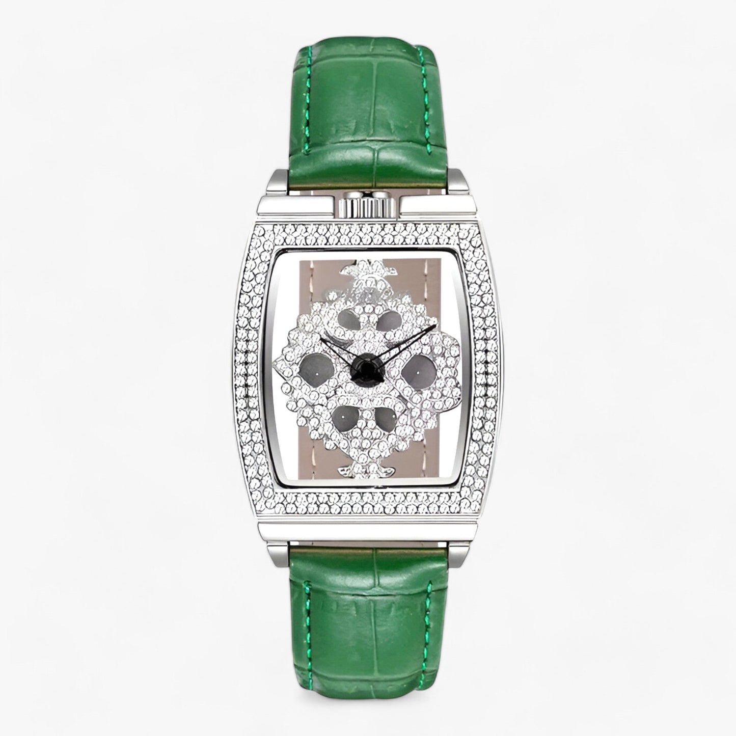 Damklocka Tonneau Skelett Läderarmband Elegant Design-1