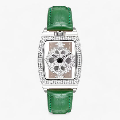 Damklocka Tonneau Skelett Läderarmband Elegant Design-1