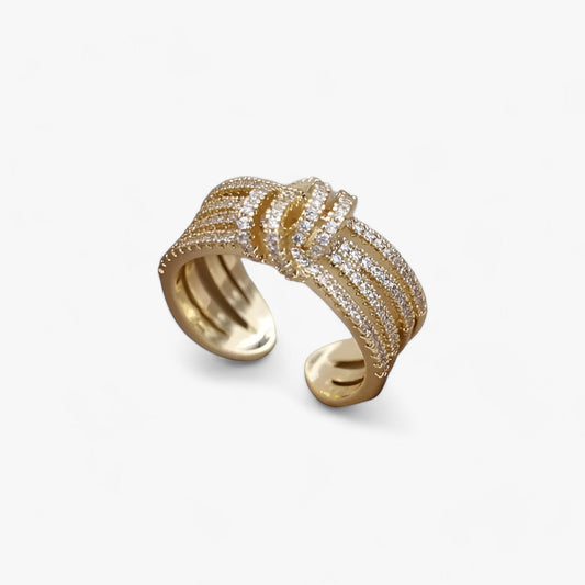 Kvinnors Öppen Ring 14K Guldpläterad Metall Zirkonium 1