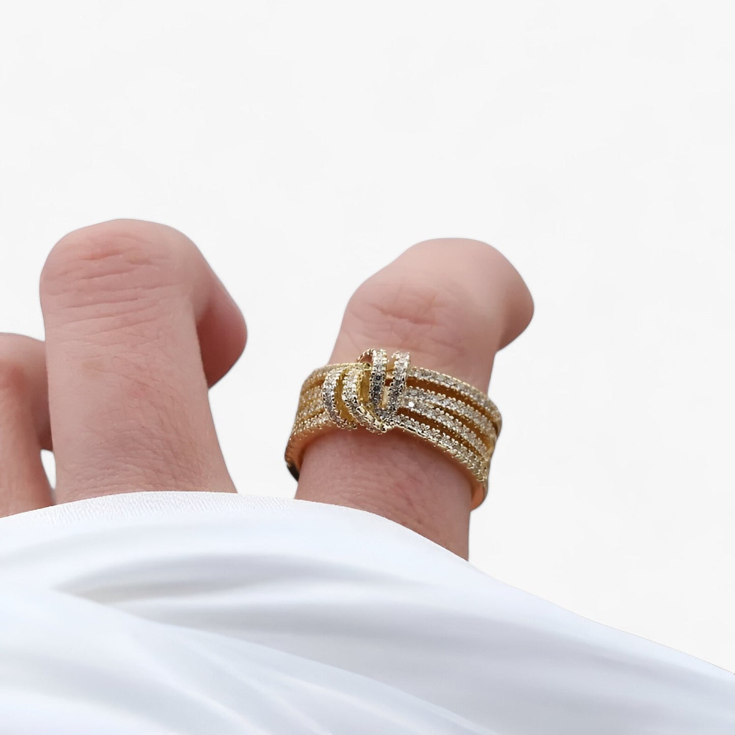 Kvinnors Öppen Ring 14K Guldpläterad Metall Zirkonium 3