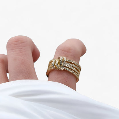 Kvinnors Öppen Ring 14K Guldpläterad Metall Zirkonium 3