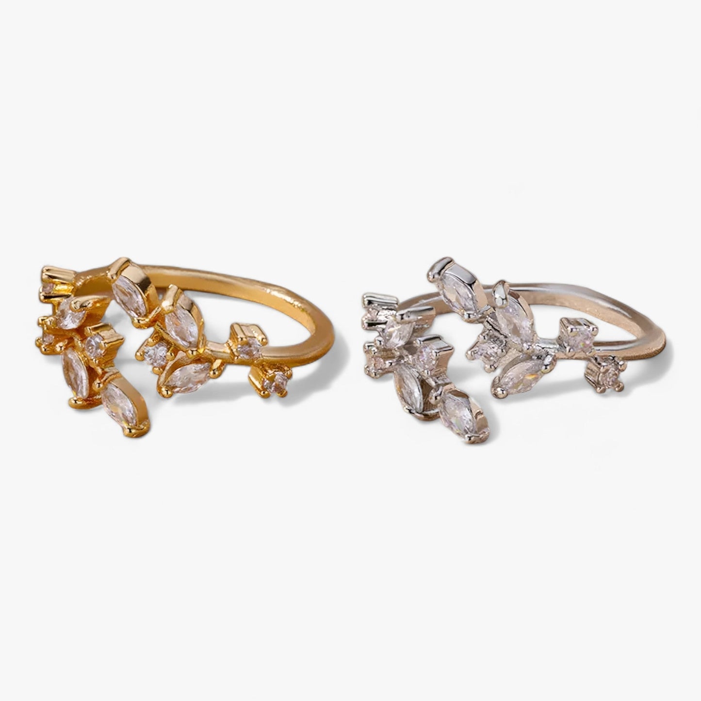 Kvinnors Ring Guldtonad Öppen Design Naturinspirerat Motiv med Zirkonium 2