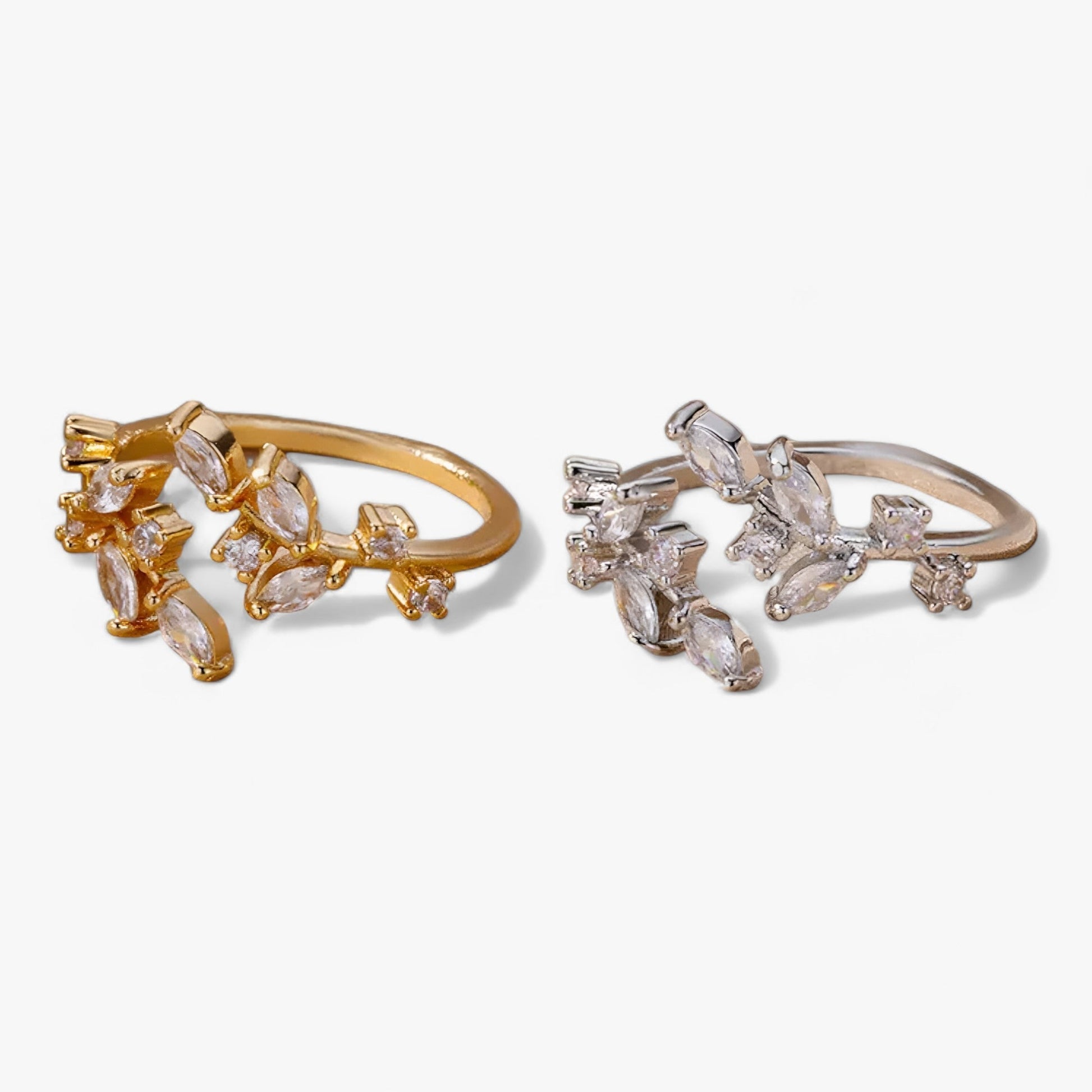 Kvinnors Ring Guldtonad Öppen Design Naturinspirerat Motiv med Zirkonium 2