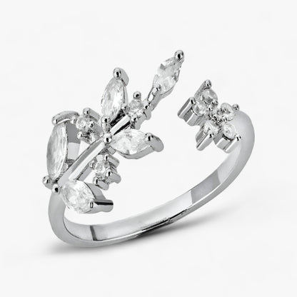 Kvinnors Ring Guldtonad Öppen Design Naturinspirerat Motiv med Zirkonium 1