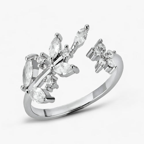 Kvinnors Ring Guldtonad Öppen Design Naturinspirerat Motiv med Zirkonium 1