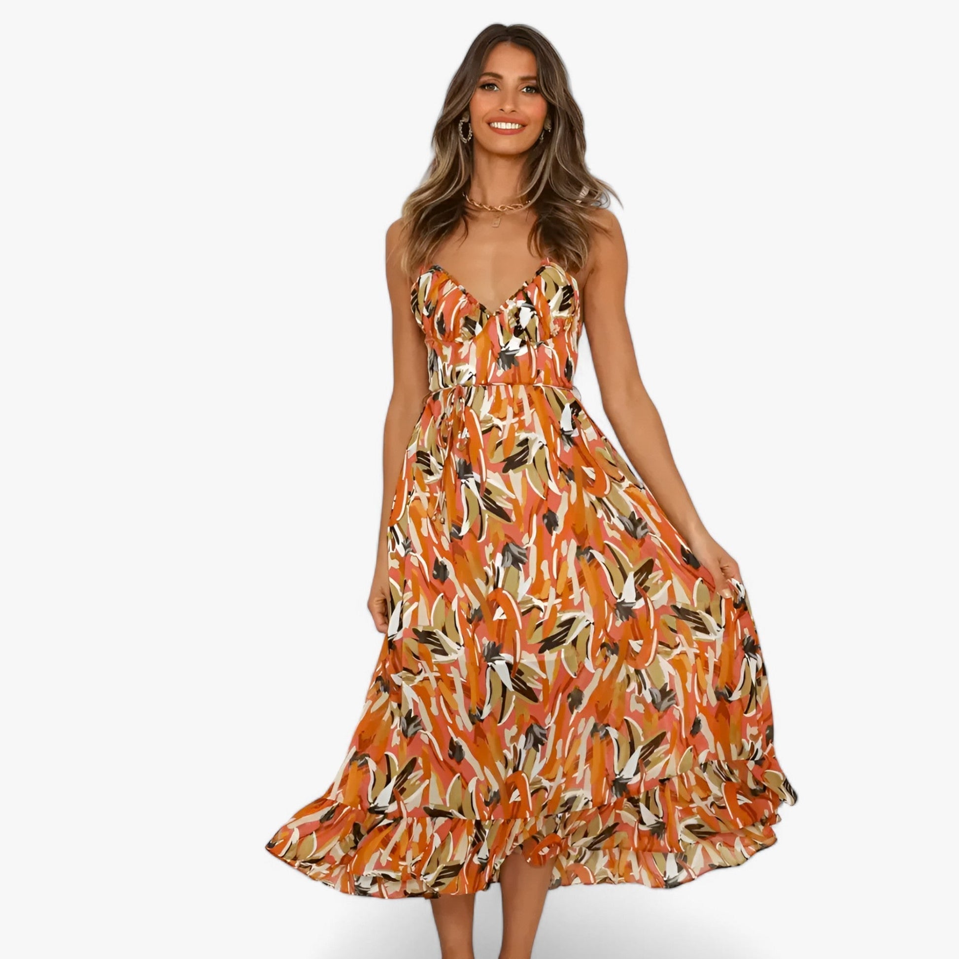 Kvinnors MIDI-klänning Boho-Chic 100% Polyester 9