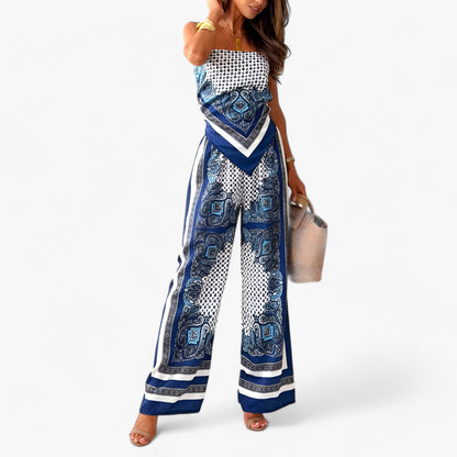 Damset Bakre Top och Byxor Chic Stil Polyester 3