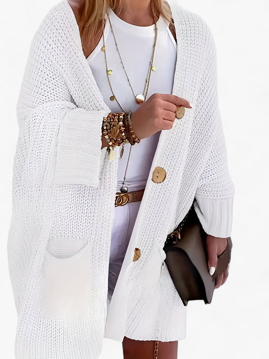 Dam Cardigan Medel Längd Polyester Elegant Stil 1