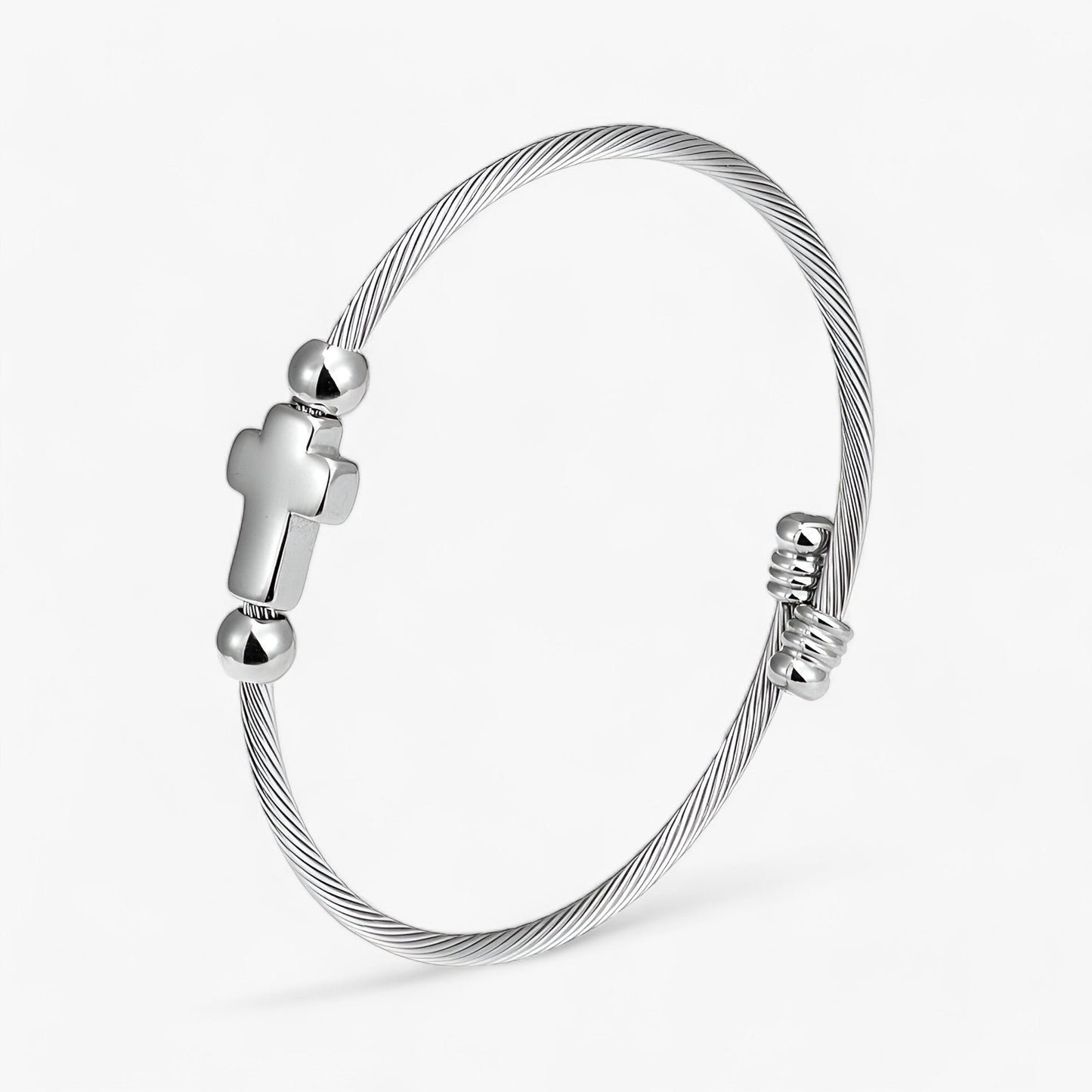 Armband för Män och Kvinnor Korsdesign Rostfritt Stål-4