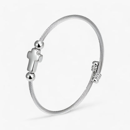 Armband för Män och Kvinnor Korsdesign Rostfritt Stål-4