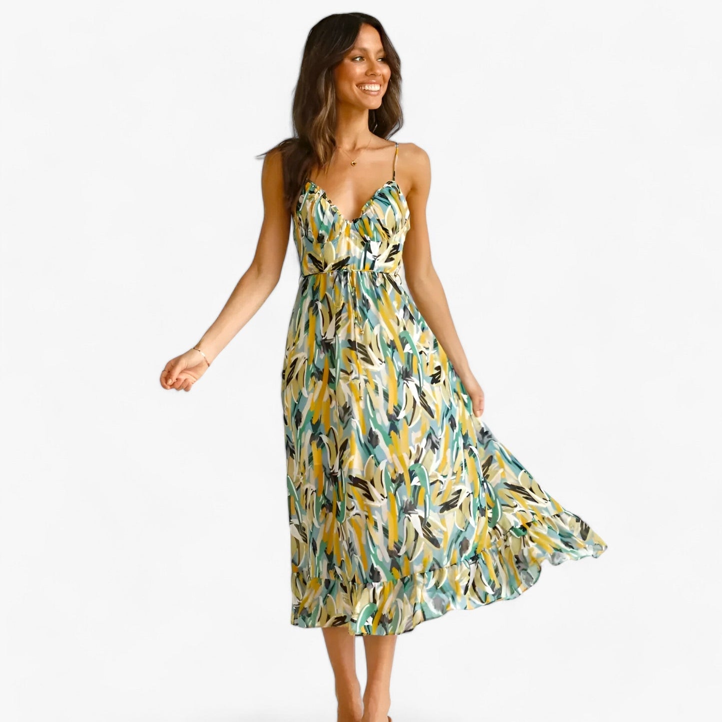 Kvinnors MIDI-klänning Boho-Chic 100% Polyester 8