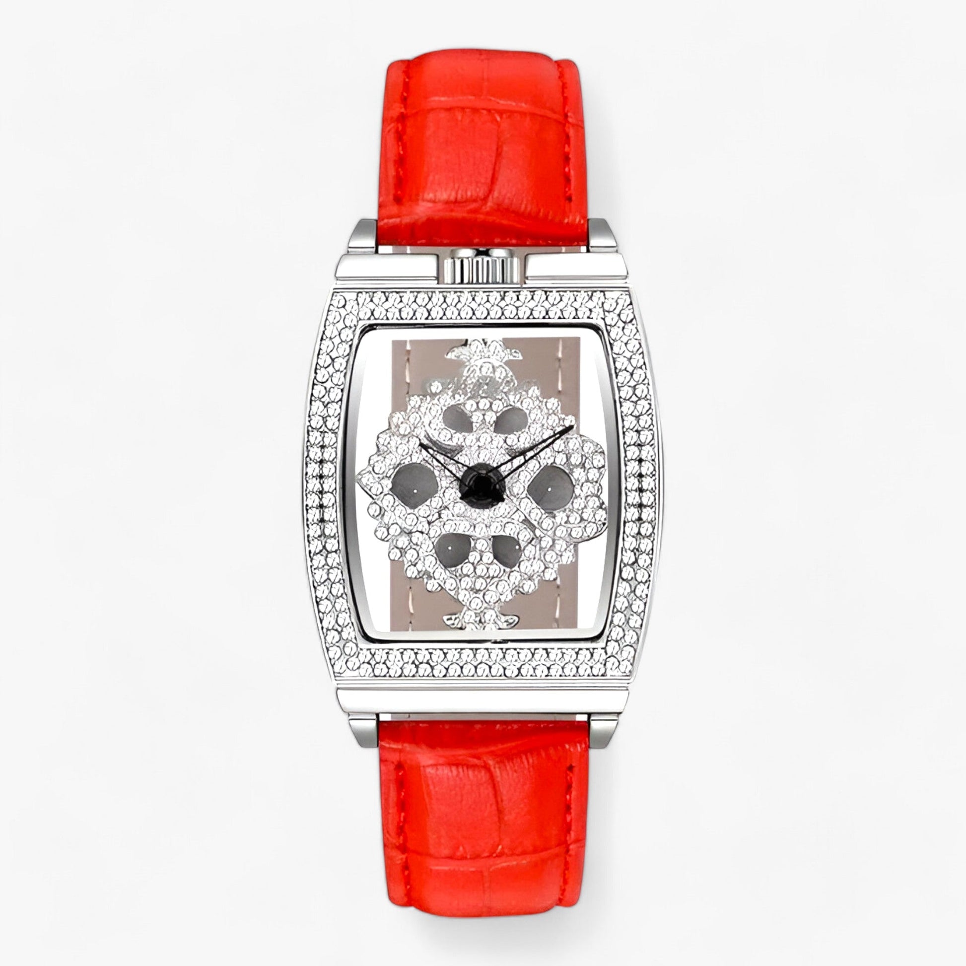 Damklocka Tonneau Skelett Läderarmband Elegant Design-5