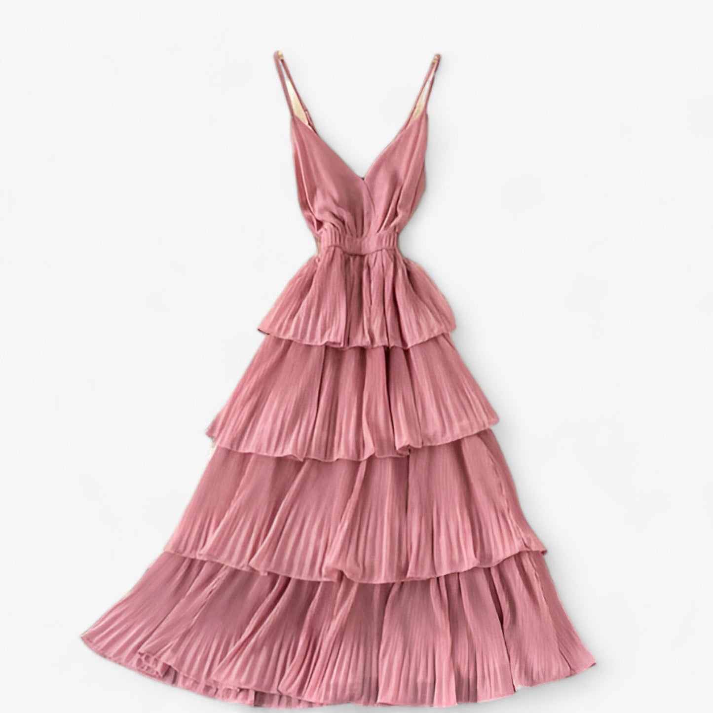 Dam Kamisolklänning V-ringning Ruffle Lätt Polyester 5