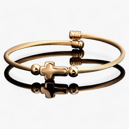 Armband för Män och Kvinnor Korsdesign Rostfritt Stål-3