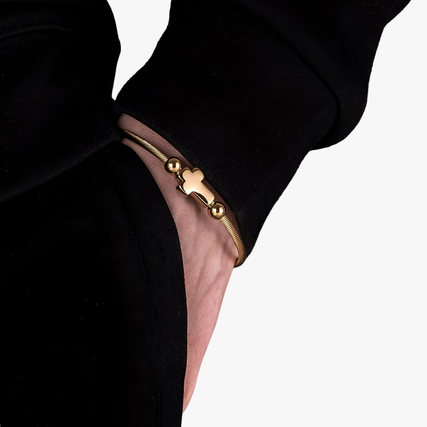 Armband för Män och Kvinnor Korsdesign Rostfritt Stål-2
