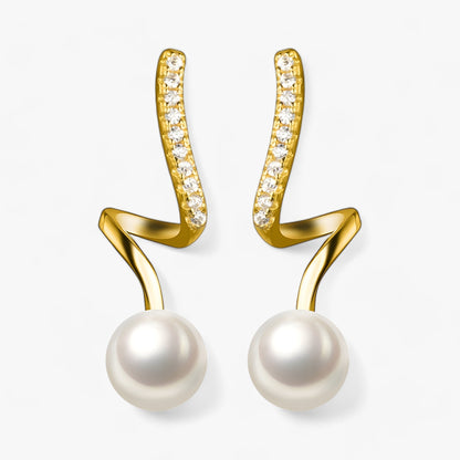 Guld Pärlörhängen med Geometrisk Design och Strass för Kvinnor – Eleganta Festörhängen 2