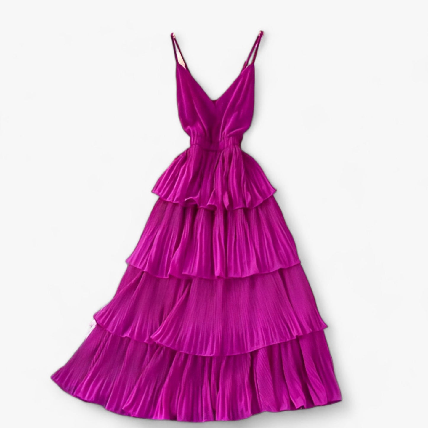 Dam Kamisolklänning V-ringning Ruffle Lätt Polyester 11